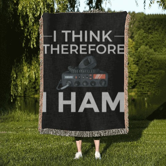 Think Therefore Ham Radio nostalgia Woven Blankets