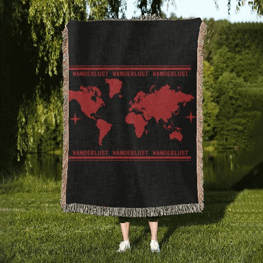 Vacation Explore Holidays World Map Wanderlust Woven Blankets