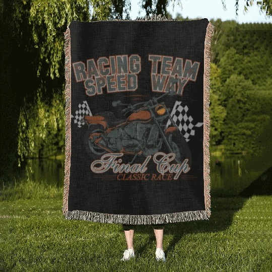 MOTORCYCLE, RACING TEAM SPEED WAY Woven Blankets