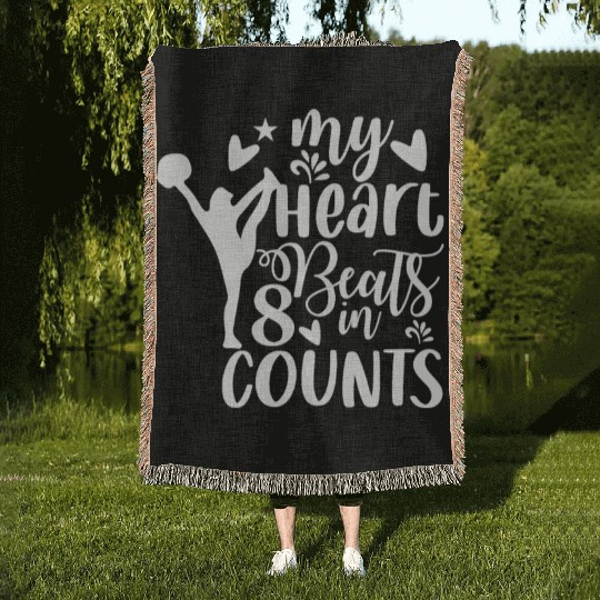 My Heart Beats in 8 Counts Cheerleading Woven Blankets