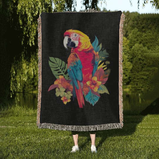 Macaw Parrot for a Bird Lover Animal Lover Woven Blankets