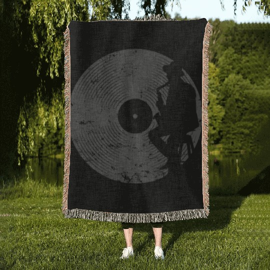 Blues or Jazz on Vinyl Record Woven Blankets