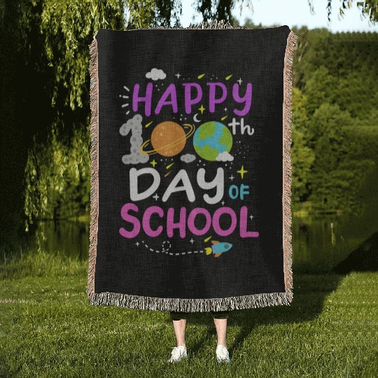 100 Days of School Science Teacher Student Woven Blankets
