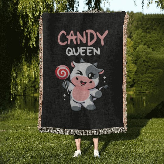 Candy Queen I Lollipop I Cow I Kids I Candy Woven Blankets