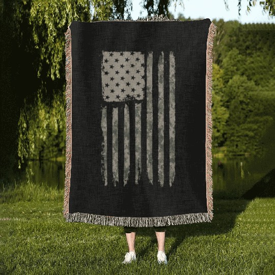 Camouflage American Flag Desert Camo USA Flag Woven Blankets