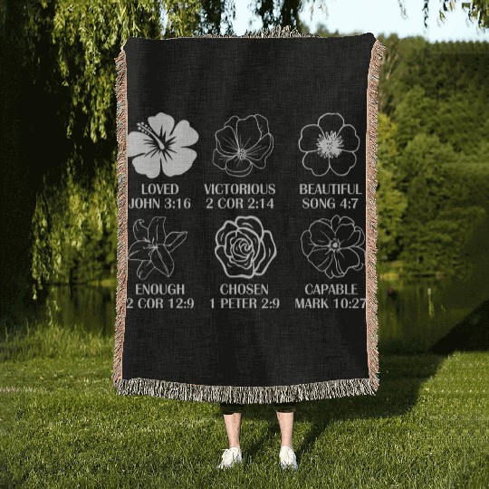 Loved John 3:16 Victorious 2 Cor 2:14 Woven Blankets