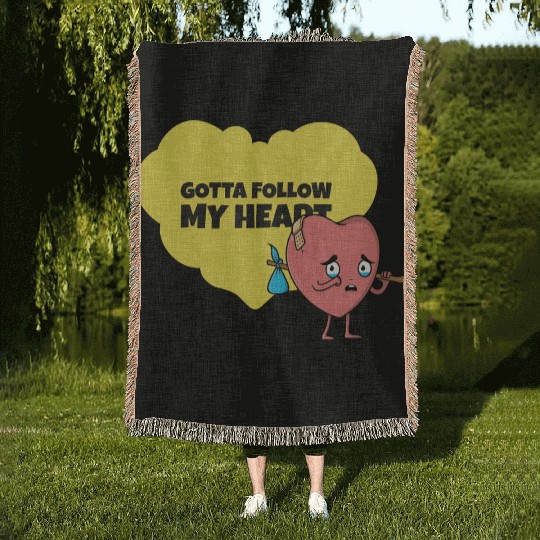 Gotta Follow My Heart Anti Valentine Heart Woven Blankets