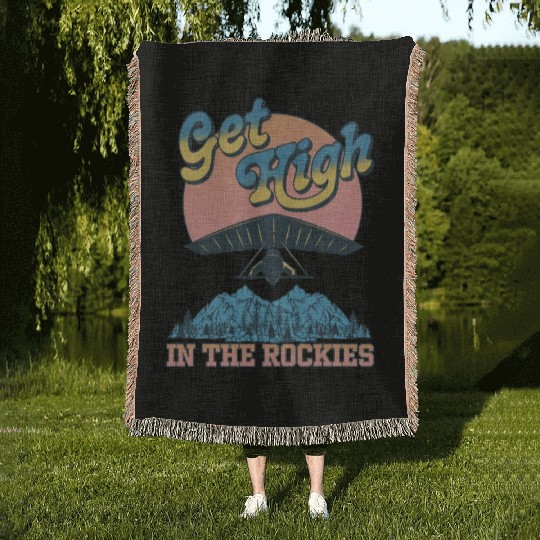 Get High in the Rockies Woven Blankets