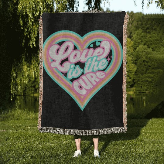 LOVE IS THE CURE (pink) Woven Blankets
