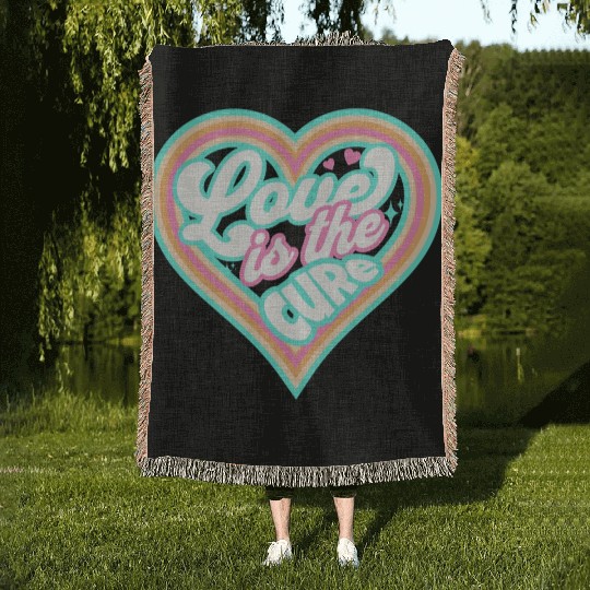 LOVE IS THE CURE (blue) Woven Blankets