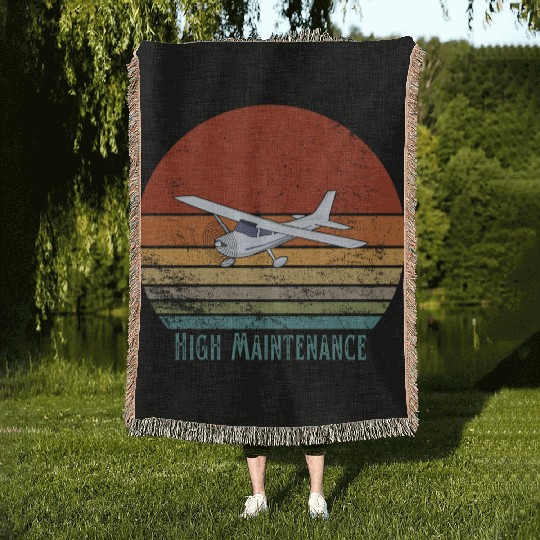 Retro Small Aircraft - High Maintenance Woven Blankets