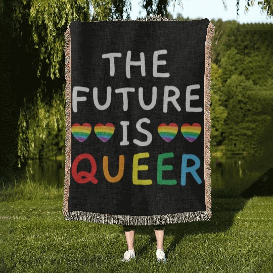 The Future Is Queer LGBTQ Rainbow Pride Month Woven Blankets
