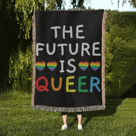 The Future Is Queer LGBTQ Rainbow Pride Month Woven Blankets