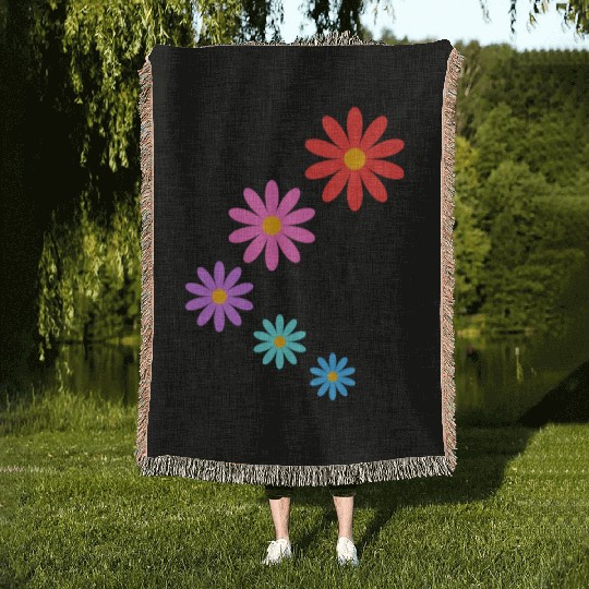 falling multi colored flowers Woven Blankets