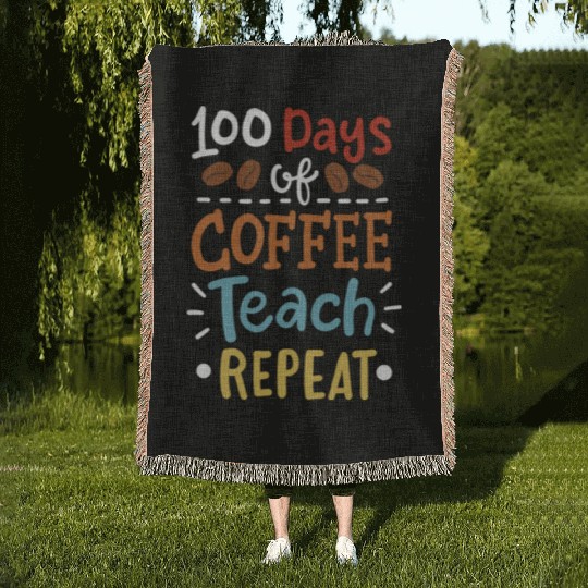 100 Days Of School Teacher Woven Blankets