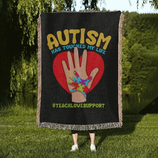 Autism Has Touched My Life Autism Teacher Woven Blankets