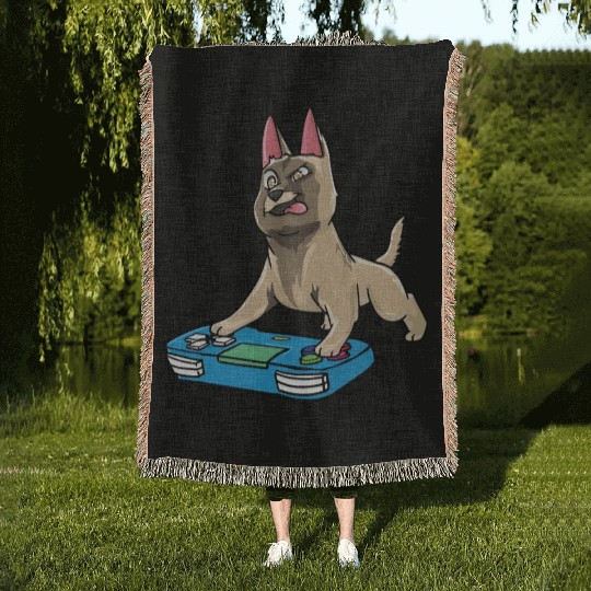 Belgian Malinois Gaming Kawaii Gamer Dog Lover Woven Blankets