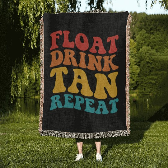 Float Drink Tan Repeat Woven Blankets