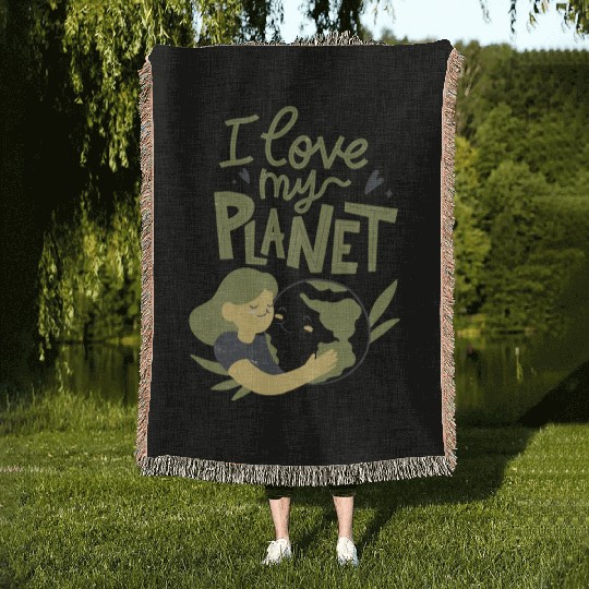 Earth Day I Love My Planet Pro Environment Nature Woven Blankets