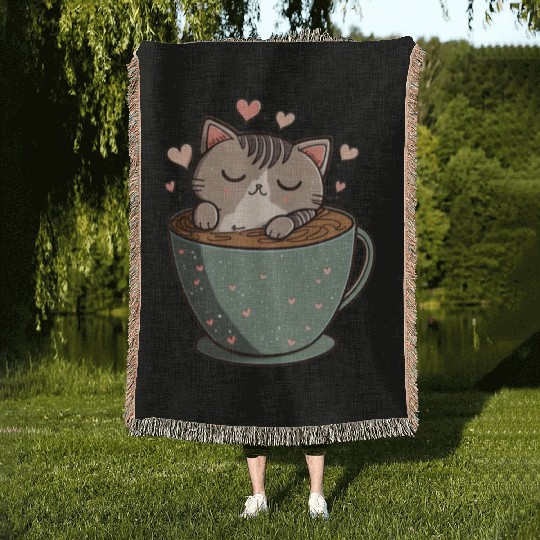 Caffeine Kitties A Sweet Valentines Day Gift Woven Blankets
