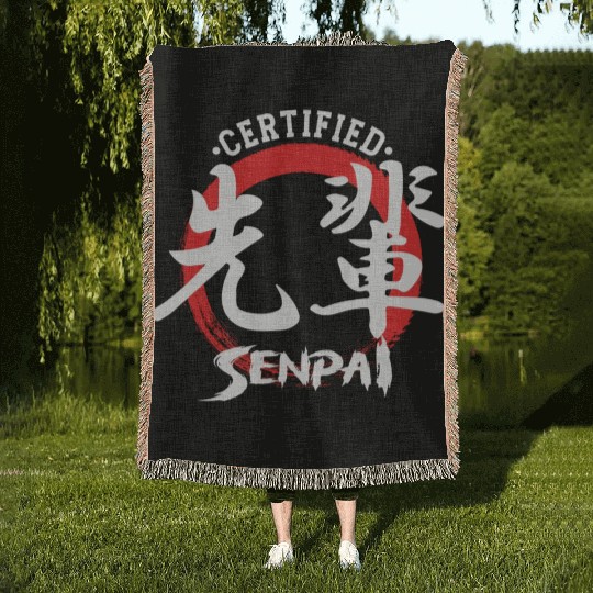 Certified Senpai Japanese Manga Anime Lover Otaku Woven Blankets