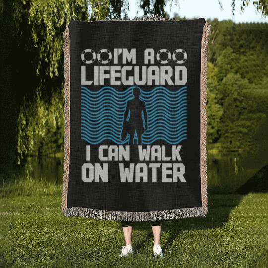 Lifeguard can walk on water swimming pool guard Woven Blankets