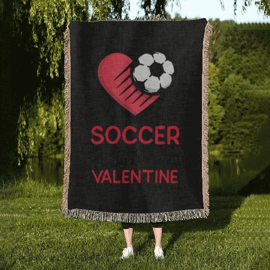 Soccer Is My Valentine - Football Heart Woven Blankets