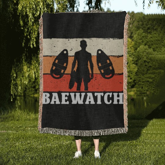 Lifeguard baewatch swimming pool guard sea rescuer Woven Blankets