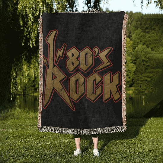 80s Rock Music Genre Eighties Vibe Retro Musician Woven Blankets