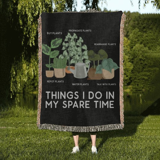 Plants Leisure Potted Plant Woven Blankets