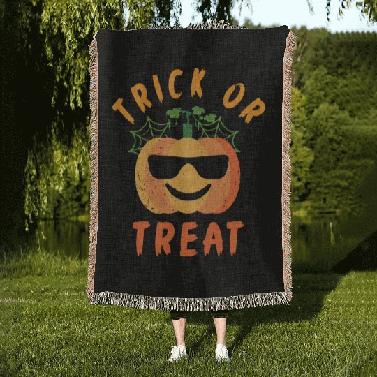 Trick Or Treat Halloween Coolest Pumpkin Woven Blankets