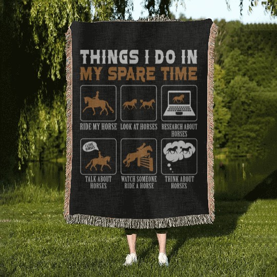 Horse Lover Equestrian Riding Things I Do In My Woven Blankets
