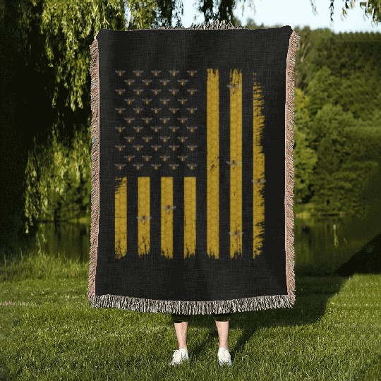 Beekeeper Usa Flag Woven Blankets