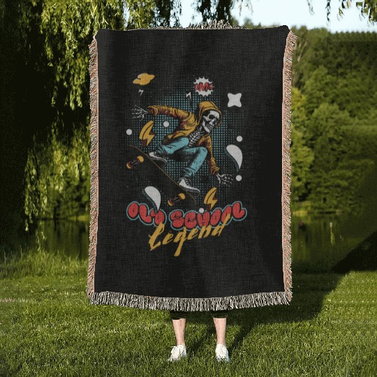 OLD SCHOOL Legend Skateboard Pop-Art Style 242 Woven Blankets
