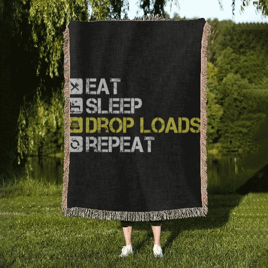 Eat Sleep Drop Loads Repeat Truck Driver Woven Blankets