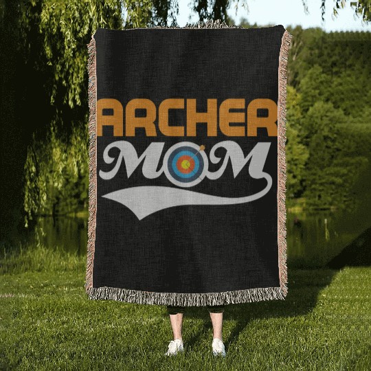 Archer Mom Bow & Arrows Target Archery Woven Blankets