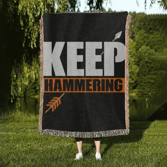 Keep Hammering Bow & Arrows Target Archery Woven Blankets