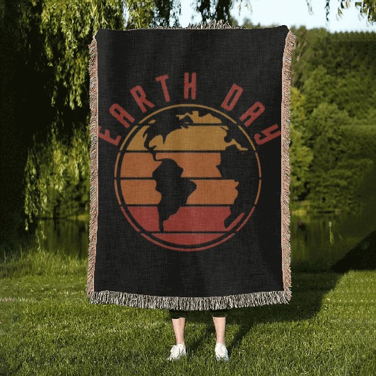 earth day 2023 vintage design Woven Blankets for