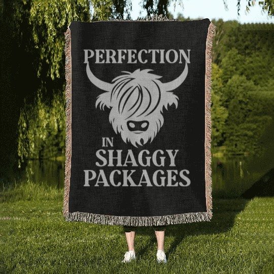 Perfection In Shaggy Packages Highland Cow Woven Blankets