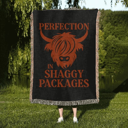 Perfection In Shaggy Packages Highland Cow Woven Blankets