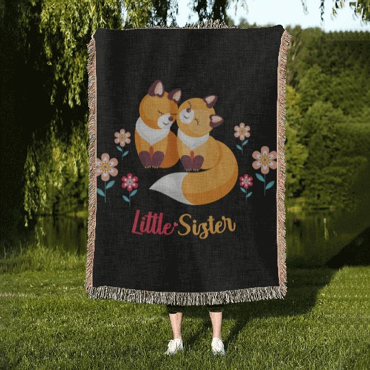 Cute Fox Siblings Gift for Little Sister Woven Blankets