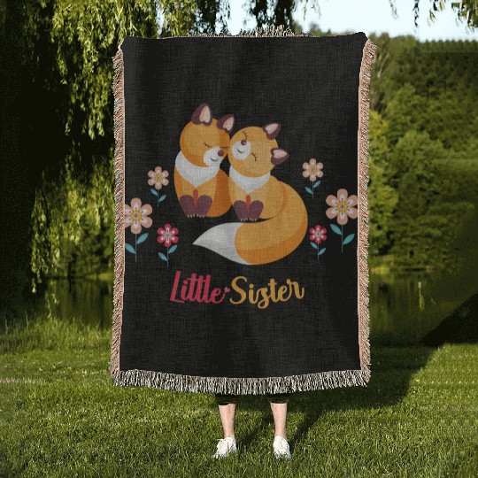 Cute Fox Siblings Gift for Little Sister Woven Blankets
