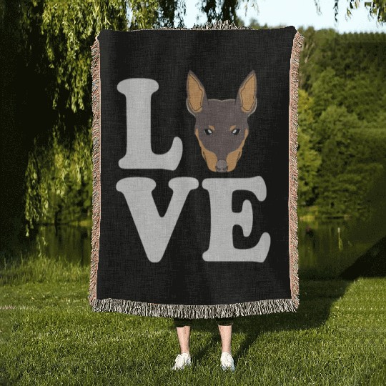 Miniature Pinscher Dog Owner I Love My Min Pin Woven Blankets