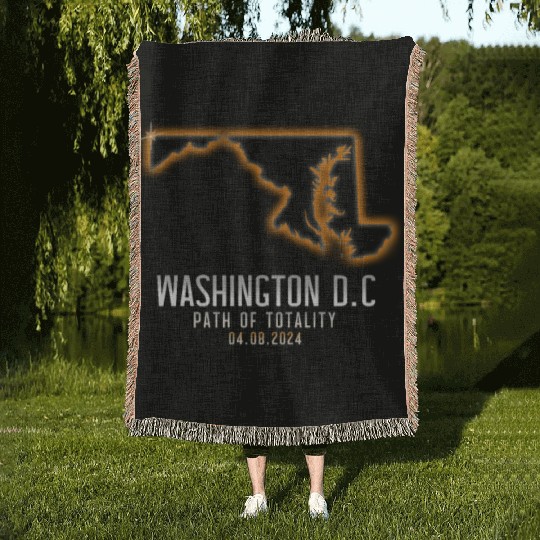 Washington DC Path Of Totality 4.8.24 EclipseWashi Woven Blankets