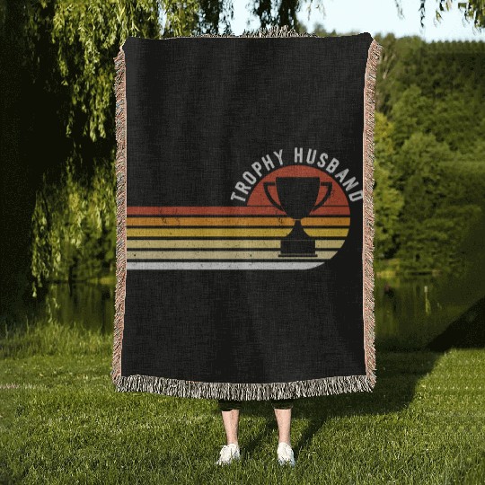 Trophy Husband Funny design for Cool Father or Dad Woven Blankets