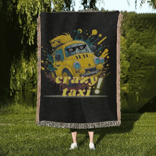 crazy taxi Woven Blankets