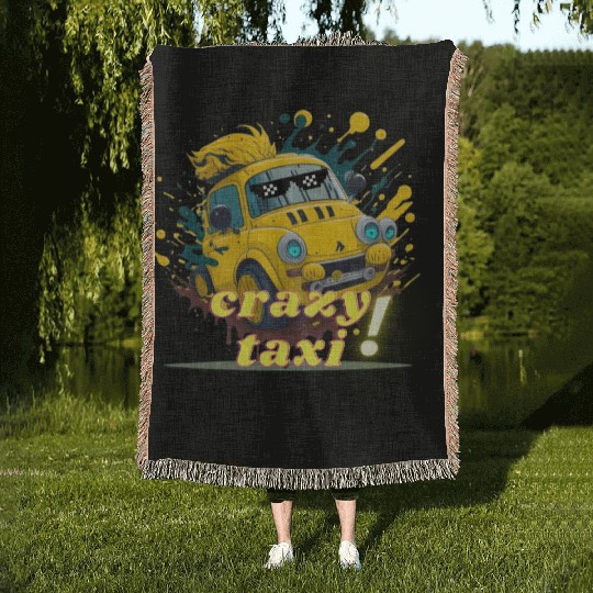 crazy taxi Woven Blankets
