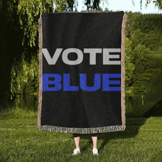USA Election Vote Blue Minimalist Woven Blankets