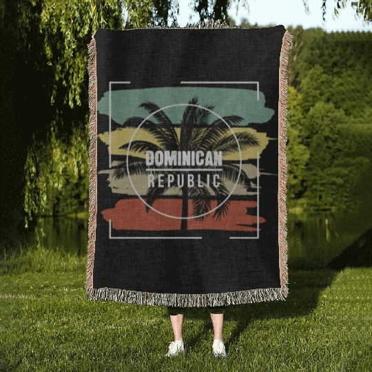 Dominican Republic Artistic Palm Tree Retro Woven Blankets