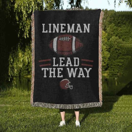Lineman Lead The Way - Football Woven Blankets